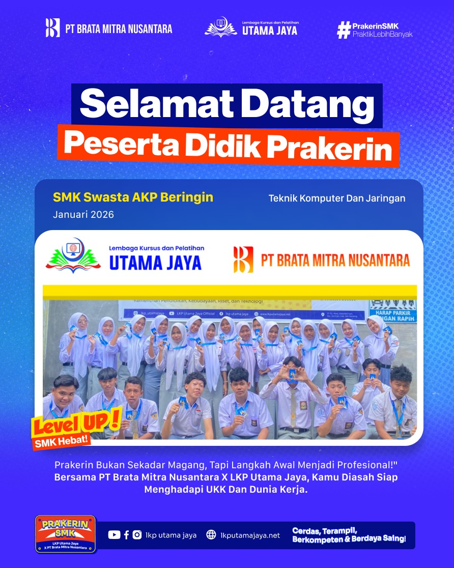 Penyambutan Peserta Prakerin SMK Swasta AKP Beringin Jurusan TKJ di PT Brata Mitra Nusantara dan LKP Utama Jaya